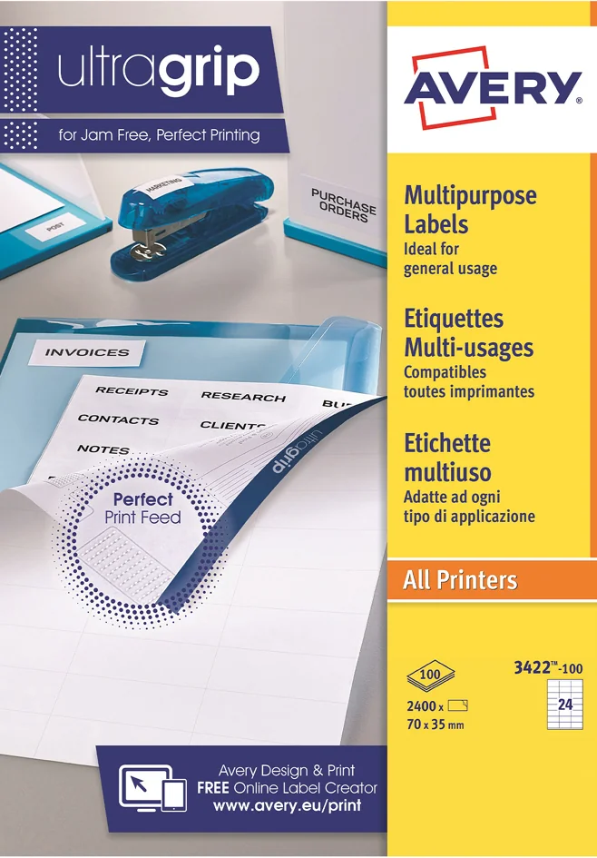 Avery Zweckform 3454 Universal-Etiketten, farbig, 105 x 37 mm