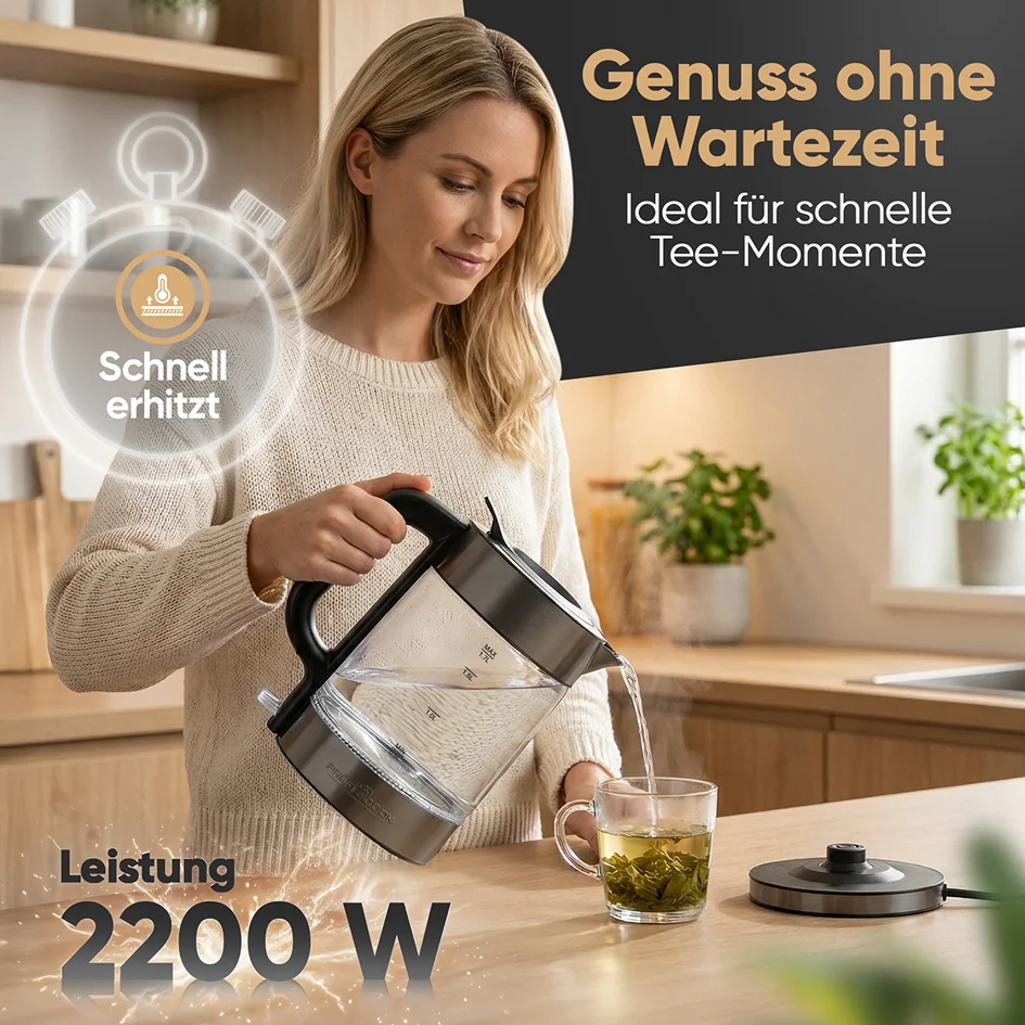 PROFI COOK Bouilloire PC-WKS 1322, 1,7 L, verre/inox – OEM 501331